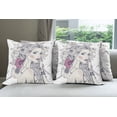 thumbnail image 6 of Ambesonne Floral Throw Pillow Cover 4 Pack, Butterfly Woman Portrait, 24", Pearl and White, 6 of 7