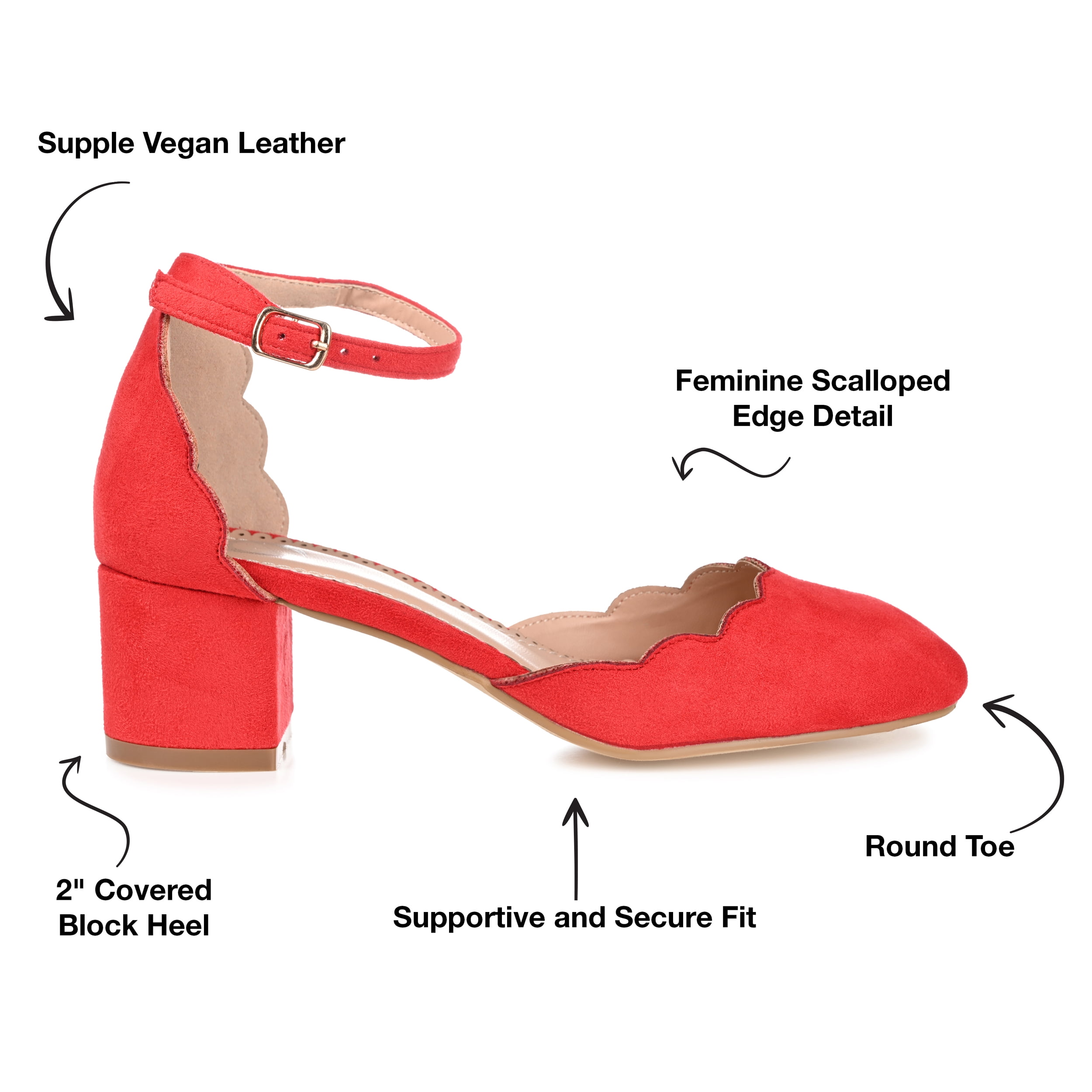 Journee Womens Edna Round Toe Low Block Heel Pumps, Widths Available