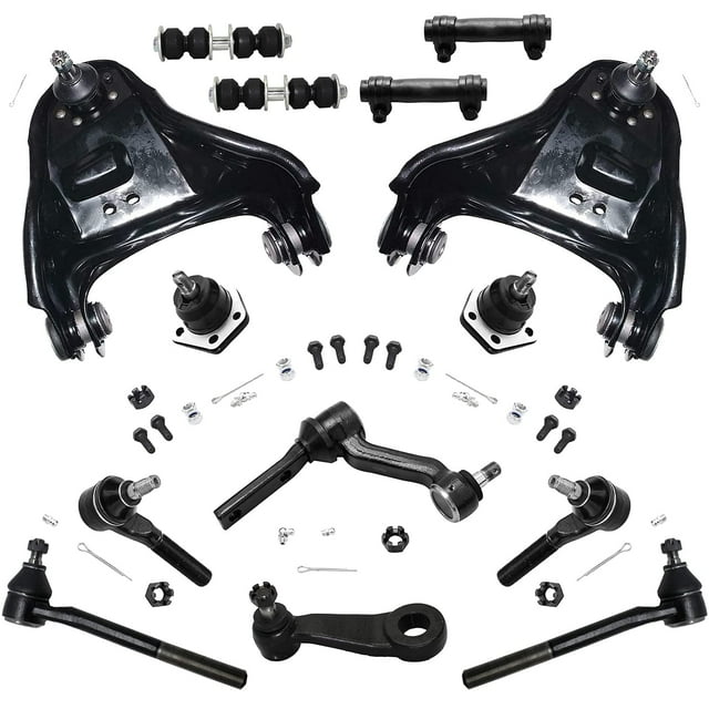 Detroit Axle - 4WD Front End Kit for Chevy GMC Jimmy S10 Blazer Sonoma Bravada Upper Control Arms w/Ball Joints Sway Bars Tie Rods Adjusting Sleeves Lower Ball Joints Idler Pitman Arm - 14pc Set