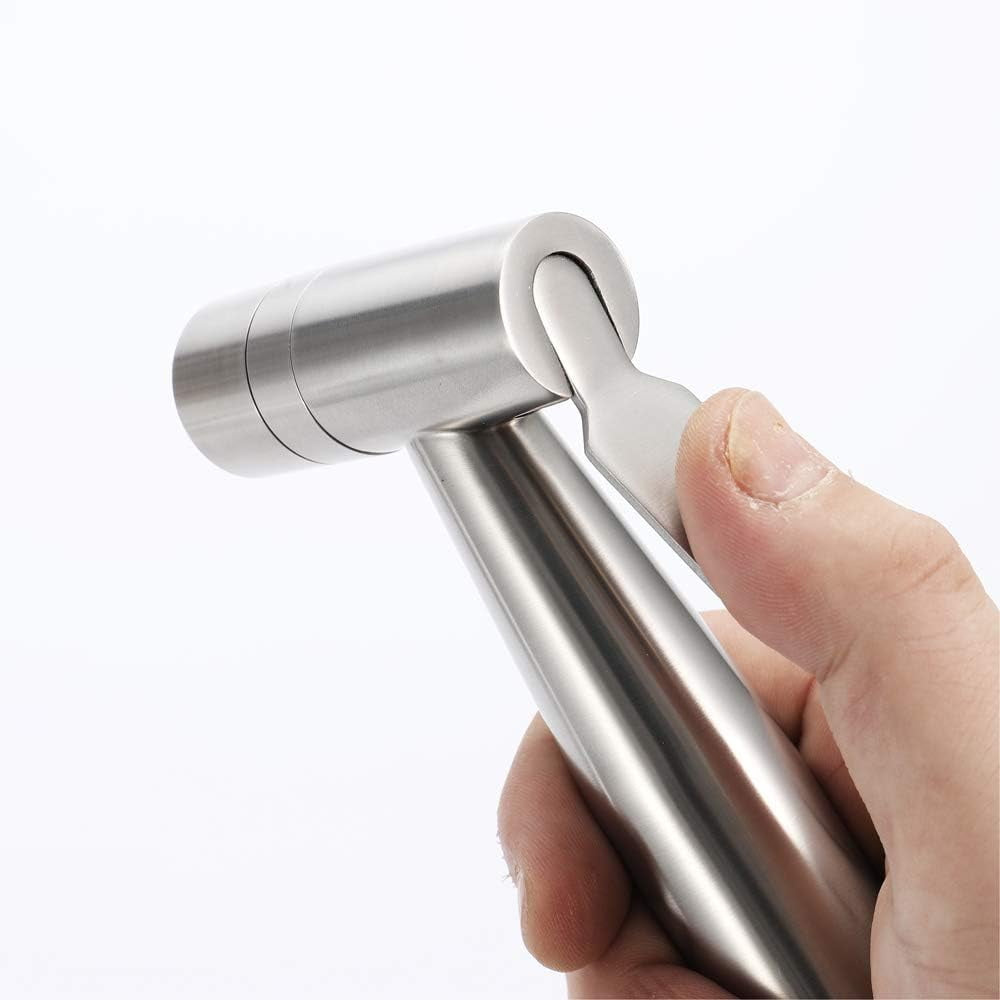 Bidet Sprayer with Single Cold Water Brushed 304 Stainless Steel Portable Cloth Diaper Washer Shower Sprayer Set Wall Mounted Bathroom Shower Bidet Tap for Personal Hygiene