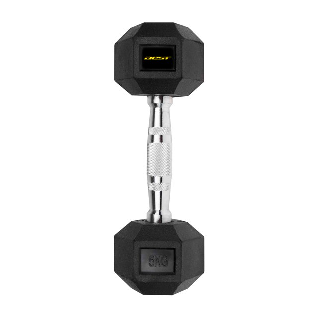 Mancuerna Pesa Hexagonal Best Acero 5 kg 11 Lb Hex Dumbbell Best Fitness Kit de Pesas con Discos y Barras