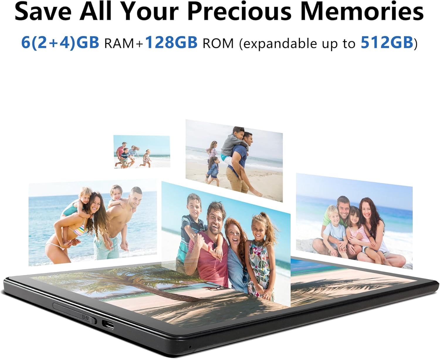 Tibuta 10.1" Tablet - 6GB RAM, 128GB + Expandable to 512GB, Android 14 - Fast & Spacious for Family Fun & Learning w/Protective Case