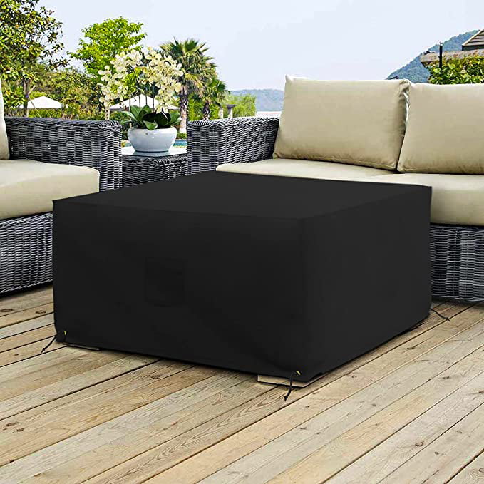 21 W x 21 L x 17 H, Beige Outdoor Ottoman Cover 12 Oz Square Ottoman Cover Heavy Duty Fabric with Drawstring for Snug fit Waterproof & Weather Resistant Patio Furniture Covers 