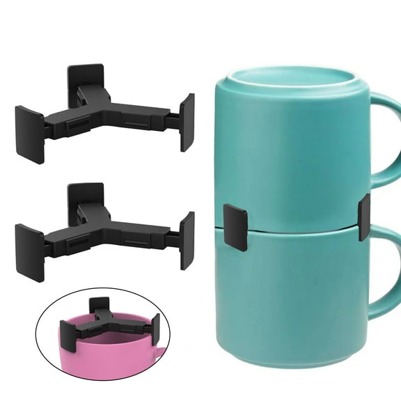 sunsanly Coffee Cup Stacker Adjustable Heavy Duty Space Saving Kitchen Cabinet Shelf Teacup Mug Holder Water Cup Organizer Storage Rack