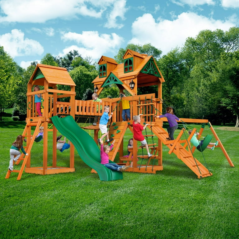 Malibu wooden hot sale swing set
