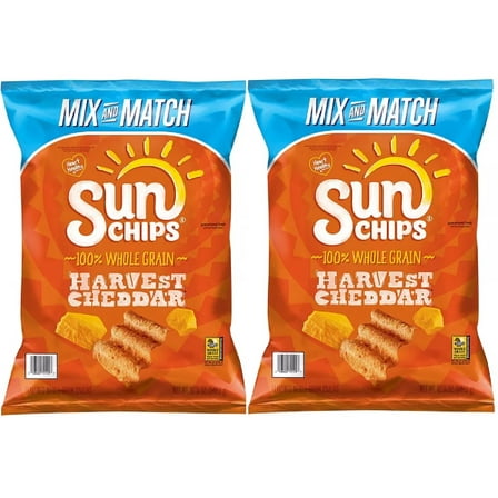 SunChips Whole Grain Snacks Harvest Cheddar Flavored 12 1/4 Oz