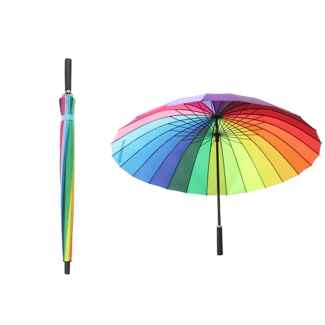 2pcs 24k Color Iris Mango Largo Sol / Lluvia Palo Sombrilla Sunnimix Paraguas grande a prueba de viento