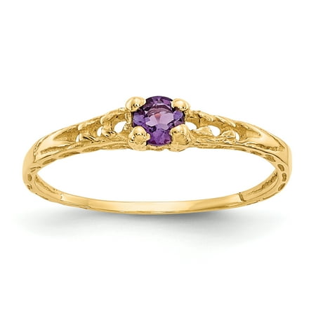 14kt Yellow Gold 3mm Purple Amethyst Birthstone Baby Band Ring Size 3.00 February Fine Jewelry Ideal Gifts For Women Gift Set From Heart