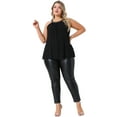thumbnail image 3 of DARING DIVA Women's Plus Sparkling Flowy Cami Shirt Blouse 1X Black, 3 of 5