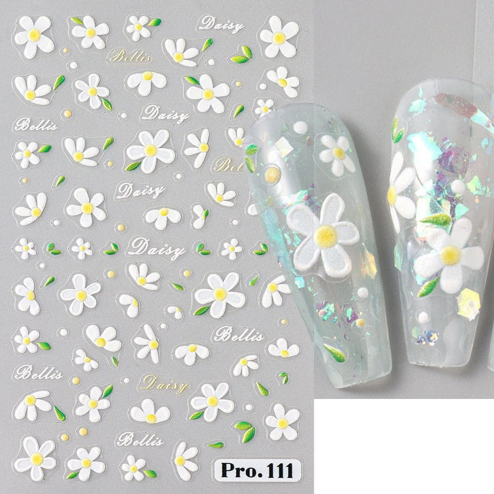 5D Cute Bee Daisy Flower Nail Stickers Petals Blossom Butterfly Insect Self-Adhesive Manicure Decal DIY Charms Foils Decor Nails