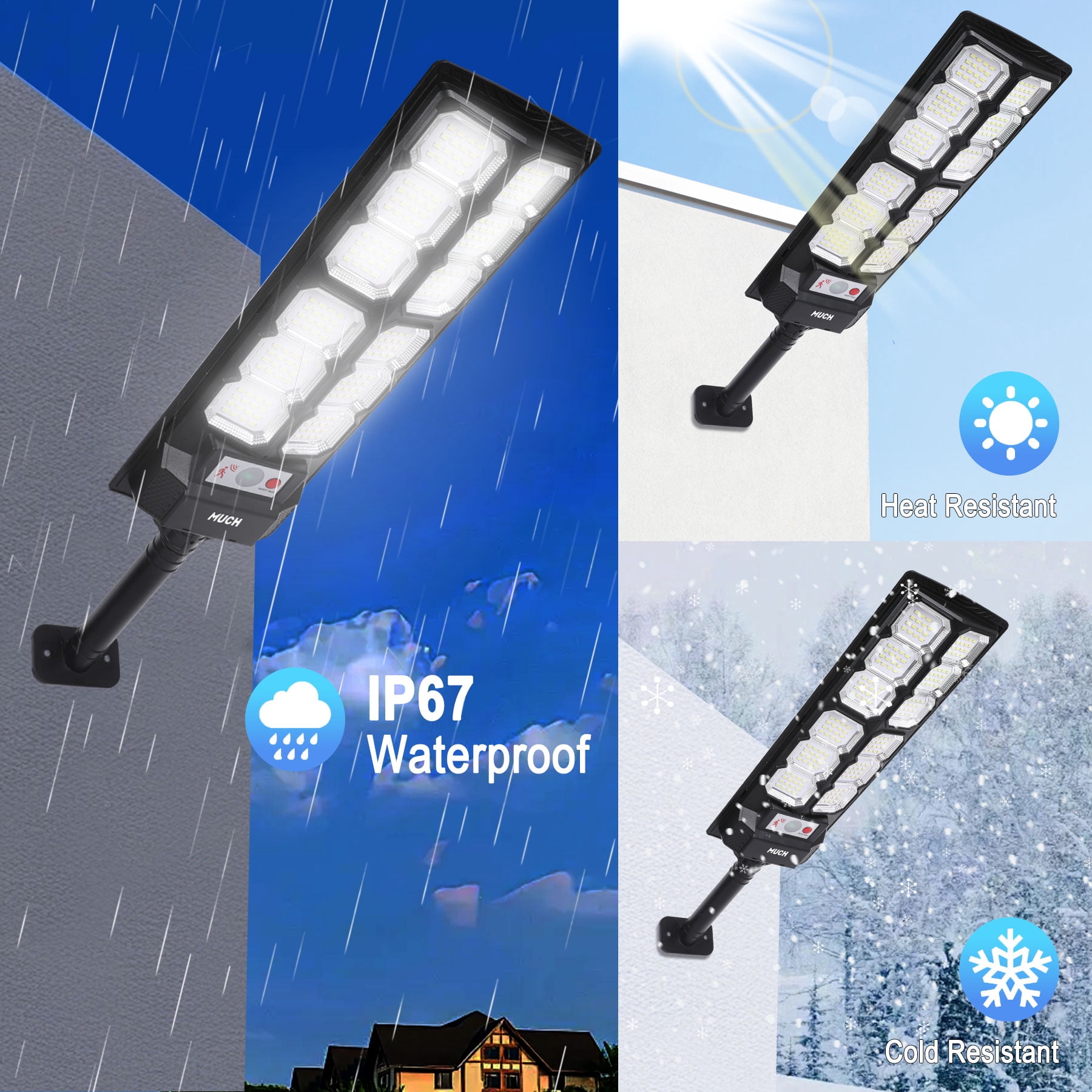 2 PACKS Solar Street Lights, 8500K 90000LM Outdoor Commercial Parking Lot Light with Remote Control, Dusk to Dawn Solar Security Flood Lights, Motion Sensor Solar Lights for Outside Yard Garage