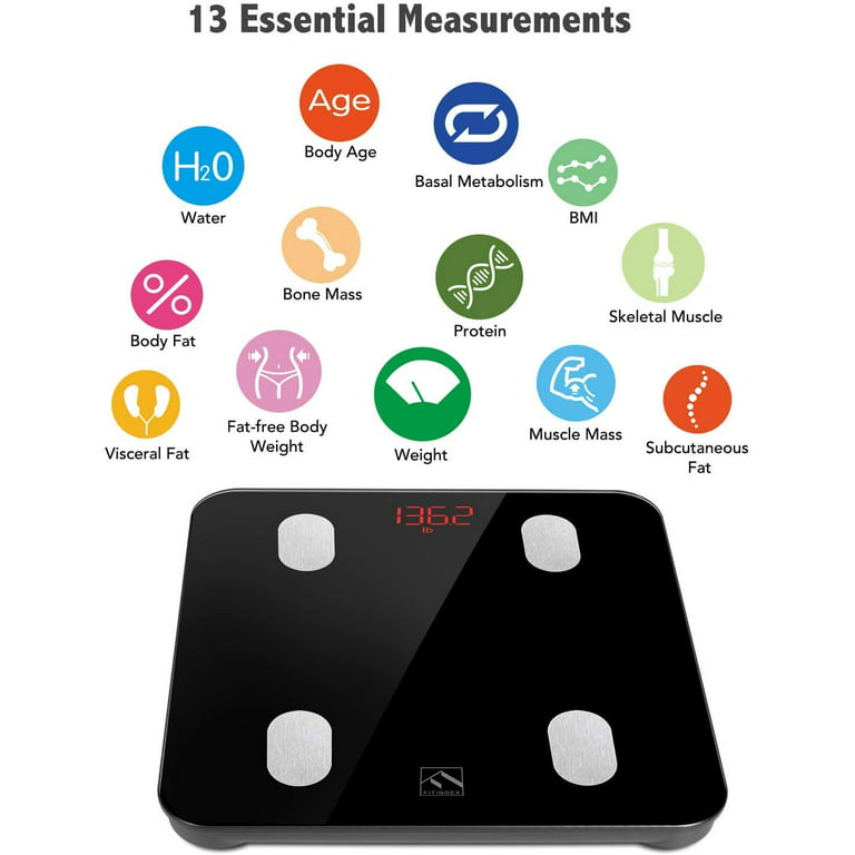 FITINDEX Bluetooth Body Fat Scale, Smart Wireless Digital Weight Scale, Body Composition Monitor Health Analyzer with Smartphone App for Body Weight