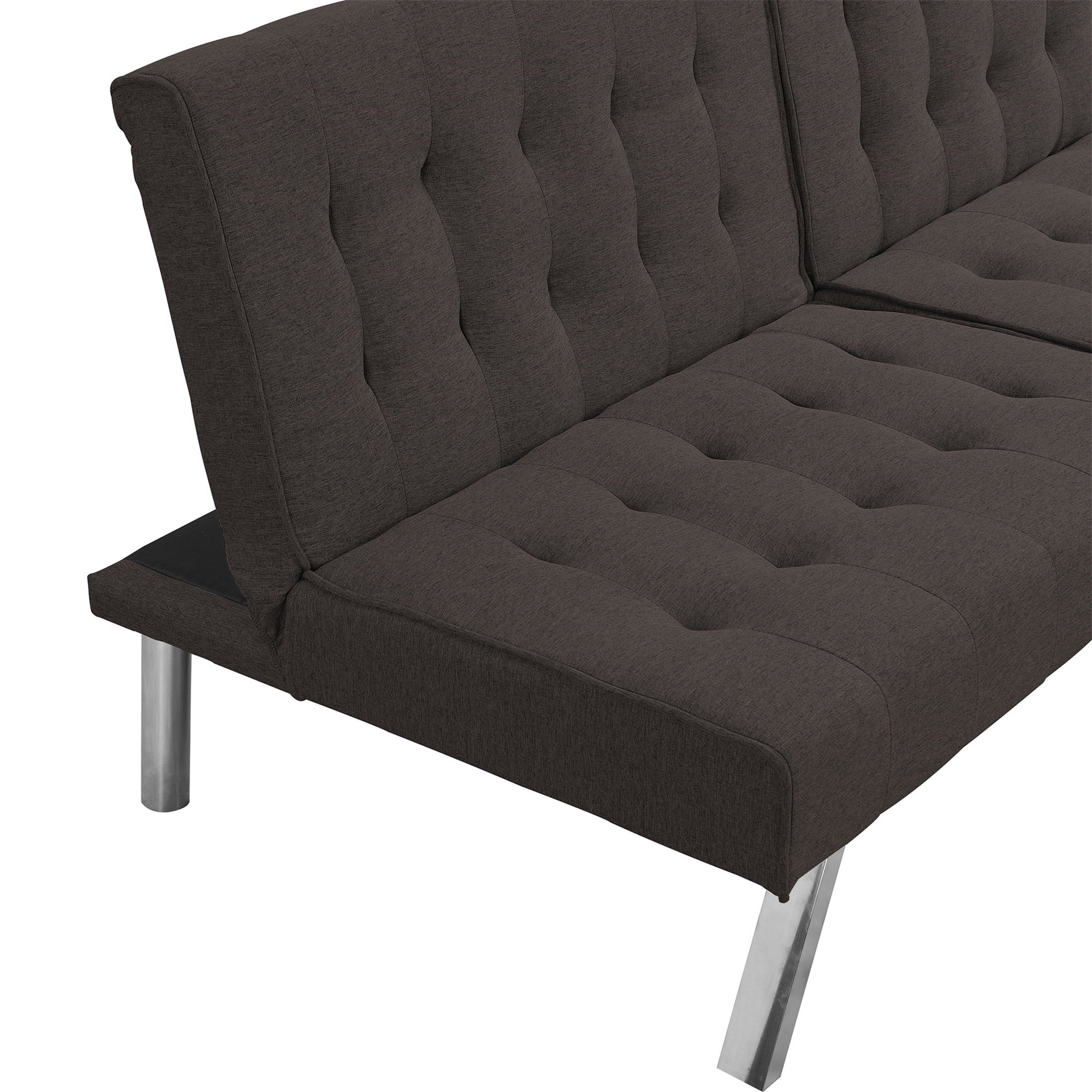 Aukfa Linen Futon Convertible Sofa for Home Office, Split Back, Space Save, Espresso