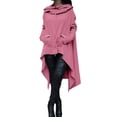 thumbnail image 3 of Women's Long Sleeve Sweatshirts Cowl Neck High Low Irregular Hem Hoodies Solid Flare Asymmetrical Tunic Tops Cloak, 3 of 6