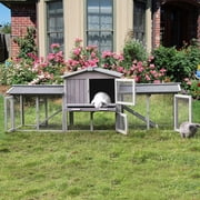 Aivituvin Chicken Coop Outdoor with PVC Bottom Layer Indoor Rabbit Hutch Wooden Bunny Cage Large Rabbit House with Run
