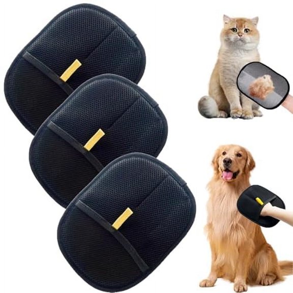 3 Pcs,2025 Pet Hair Remover Electrostatic Gloves, Pet Hair Removal Glove for Cats & Dogs, Cat Grooming Gloves for Hair Removal, Reusable Pet Hair Remover Glove