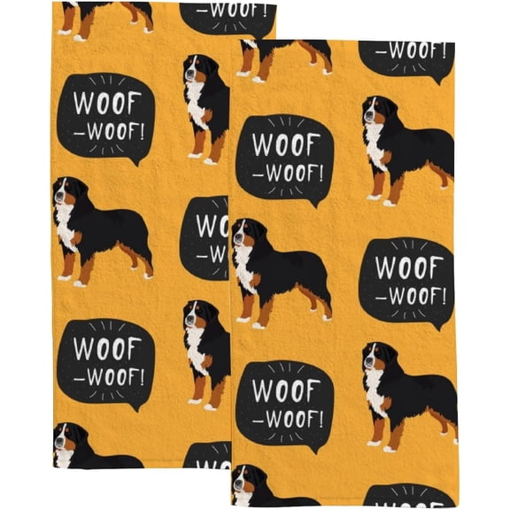 Coolnut Fingertip Hand Towels, Set of 2 Pcs Bernese Mountain Dog Absorbent Face Bath Towels for Bathroom Kitchen, 30"x15"