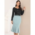 thumbnail image 2 of DARING DIVA Women's Elegant Knee Length Fishtail Pencil Skirt S Light Grey Blue, 2 of 6