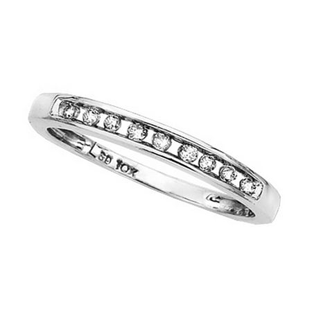- Light Weight Channel Set Diamond Ring in 10K White Gold (1/10 cttw)