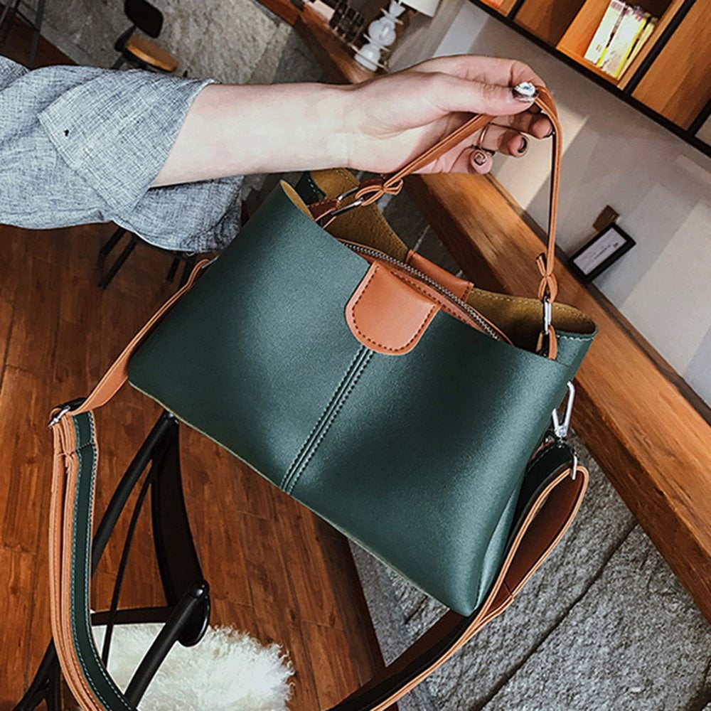 Ladies Tote Bag,Fashion PU leather contrast color Messenger bag gift Womens Handbags Shoulder Bags 