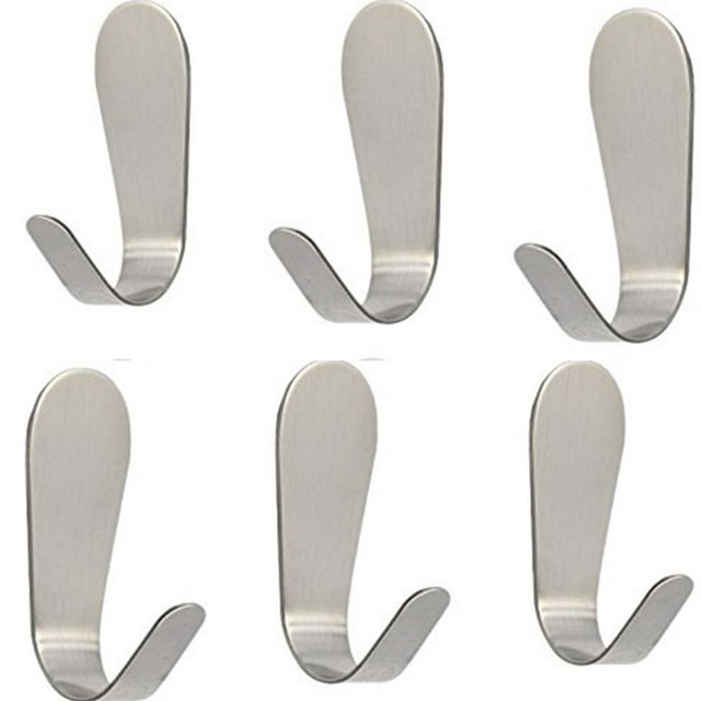 Dinheiro Ganchos autoadhesivos, ganchos de pared adhesivos resistentes de acero inoxidable 304, ganchos impermeables para llaves, batas, toallas, sombreros, para cocina, baño, ducha, inodoro (6