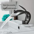 thumbnail image 3 of Black Single Handle Bathroom Sink Basin Faucet 1 Hole Waterfall Vanity Mixer Tap, 3 of 17