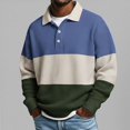 thumbnail image 4 of Breezora Men's Color Block Shirt Long Sleeve Popular Versatile Waffle Knit Shirt Trendy Casual Wear for Youth L Size Blue, 4 of 4