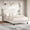 Beige, variant on Senfot Twin Size MDF + Iron + Fabric Diagonal Grid Soft Mattress, Comfortable Upholstered Bed Frame in Gray, No Box Spring Needed, Space-Saving Design