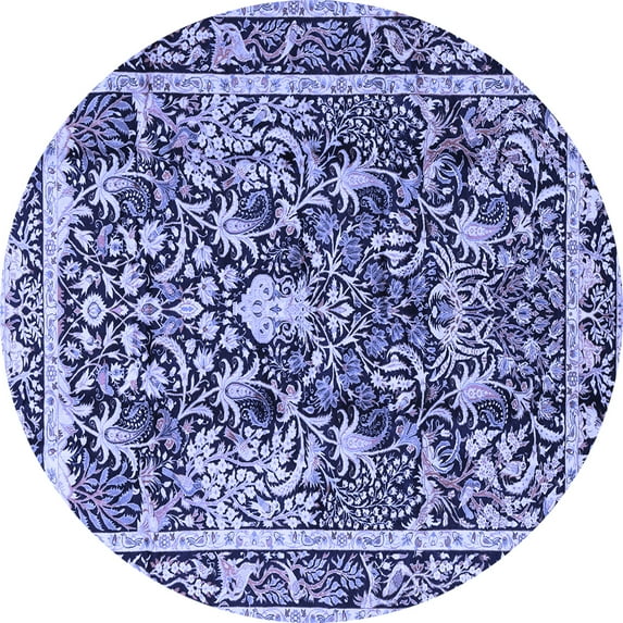 Ahgly Company Indoor Round Animal Blue Traditional Area Rugs, 6' Round