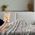 thumbnail image 3 of Spring Soft Flannel Fleece Throw Blanket, Pink Blossoms Green Stems and Leaves Flourishing Garden Growth with Silhouettes, Cozy Plush for Indoor and Outdoor Use, 70" x 90", Multicolor, by Ambesonne, 3 of 5