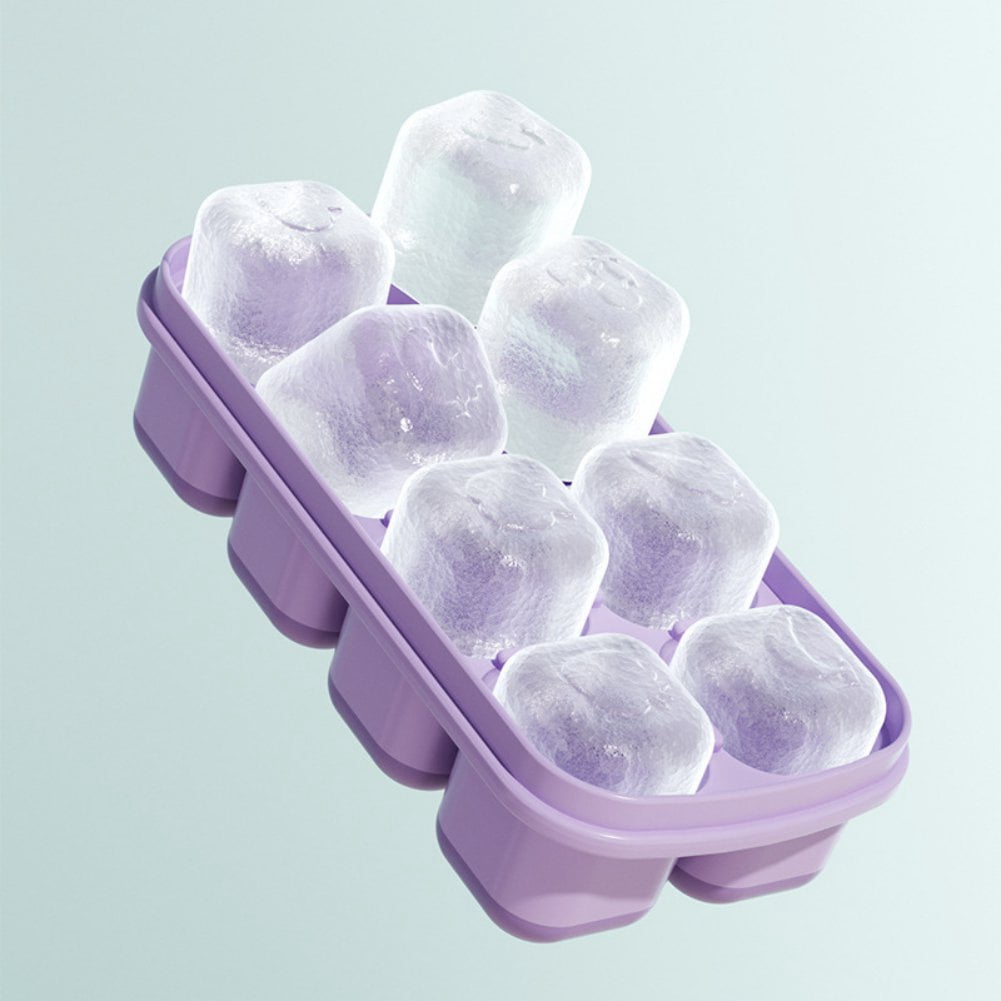 1 Pcs Creative Ice Grid,Baby Food Freezer Trays with Lids, Silicone Freezer Tray,Breastmilk Popsicle Molds,Baby Food Storage Containers Ice Cube Tray Maker for Homemade Baby Food（Purple）