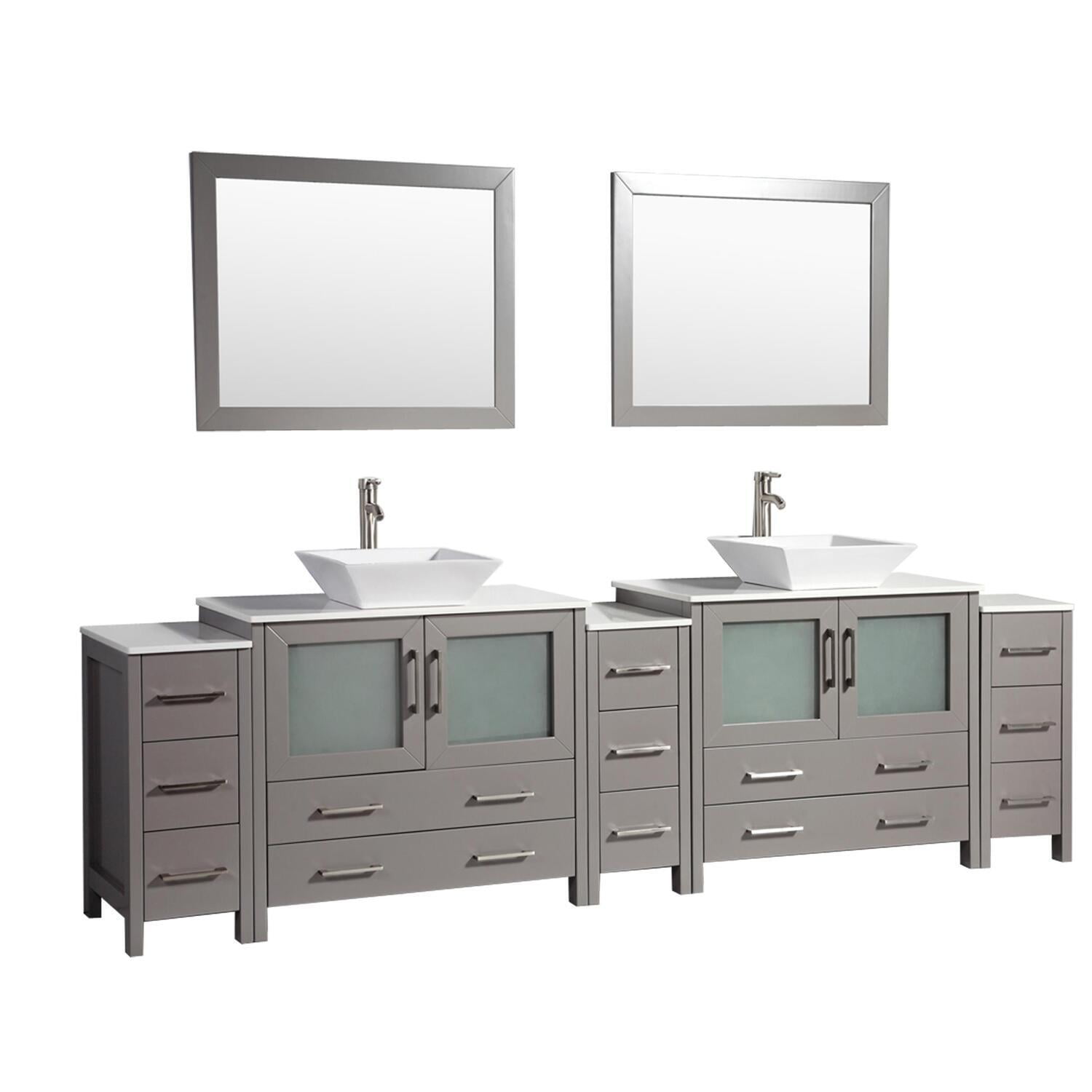 Vanity Art 108 inch double sink bathroom vanity set with ceramic vanity