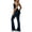 Blue, variant on Fashion Womens Sleeveless Flared Leg Jumpsuits V-Neck Stretch Slim Fit Solid Color Tight Rompers with Back Cross Wide Straps Fashion Bodysuits for Spring/Summer Red M