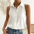 thumbnail image 4 of Riforla Women's Sleeveless Button Down Shirts Blouses Solid Casual Loose V Neck Tank Tops for Work Womens Tops White L, 4 of 8