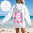 thumbnail image 2 of Multiple Bow Scripture Print Hoodie Women's Oversized Drawstring Pullover Sweatshirt for Fall Winter Casual Outfits, 2 of 9