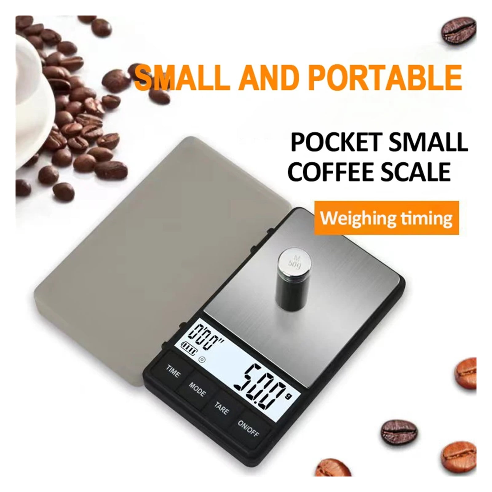 LCD Digital Timing Coffee Scale, 1Kg/0.1g Pocket Small Household Electronic Gram Scale, Jewelry Multifunctional Weighing Scale ,Smart Design