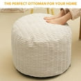 thumbnail image 2 of Round Stuffed Pouf Ottoman for Foot Rest, Storage Ottoman Pouf Foot Stool Cushion, Faux Fur Poufs with Foam Chunk Filling, 26 X 18 Inch Floor Chair for Living Room Bedroom Home Decor, Beige, 2 of 14