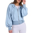 thumbnail image 2 of Sudaderas con Capucha y Cremallera para Mujer, Sudaderas , Casuales, Cómodas y Bonitas, Chaquetas con Cremallera, Conjuntos de Otoño A . Azul M, 2 of 10