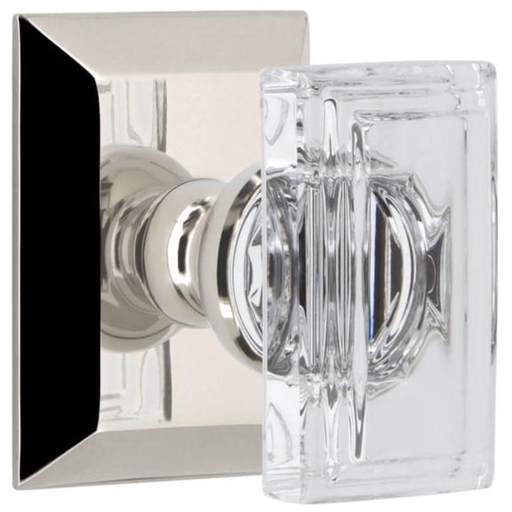 Grandeur Fsqccr_Prv_238_Cs Carre Crystal Solid Brass Privacy Door Knob Set - Nickel