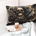 thumbnail image 4 of Balery Gold Rose Skull Funda de Cojín Estampada, Regalos para Mujeres, Regalos de Amor para Ella, Regalos para Novia o Esposa, Funda de Almohada-20"x30", 4 of 6