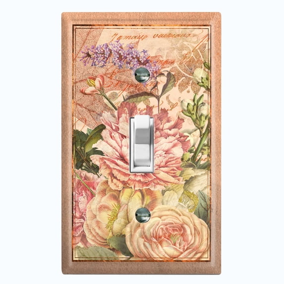 Metal Light Switch Plate Outlet Cover Beige Floral Leaf Letter Damask FLW057