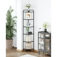thumbnail image 6 of Corner Shelf Stand, Glass Bookshelf Bookcase, Bathroom Organizer, Plant Stand, Steel Frame, Tempered Glass, Modern Style for Living Room, Bathroom, Kitchen, 6-Tier Golden CS90600G, 6 of 16