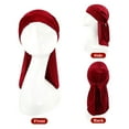 thumbnail image 7 of Wowstyle 2 Pieces Velvet Durag For Men Women Solid Color Doo Rags Beanie 360 Wave Skull Cap Silky Bandana Turban Headwrap (Black & Red), 7 of 7
