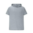 thumbnail image 3 of Fanxing Men's Workout Hooded Tops Breathable Training Gym Short Sleeve Hoodies Bodybuilding Cut Off Muscle Shirts Gray,L, 3 of 5