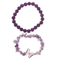thumbnail image 1 of Pulsera de cuentas de piedra natural para mujer, 2 unidades, con dije de mariposa, 1 of 7