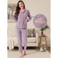 thumbnail image 2 of DARING DIVA Cotton Pajamas Long Sleeve Lounge Sets Button Down Pants XL Purple, 2 of 7