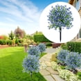 thumbnail image 3 of Bola de flores violetas artificiales, arbusto de vegetación artificial para jardín con estaca de tierra Azul, 3 of 9