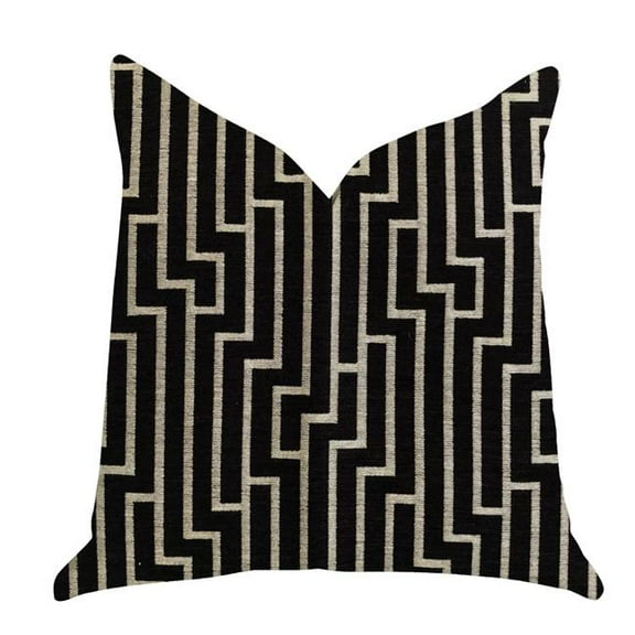 Plutus Posh Lady Luxury Double Sided Throw Pillow - Black & Beige - 22 x 22 in.