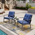 thumbnail image 3 of Bistro 3 Piece Patio Furniture Set, Patio Table and Rattan Outdoor Rocking Chairs Set of 2, Outdoor Bistro Conversation Set for Garden, Balcony, Poolside, Backyard, Blue, 3 of 18