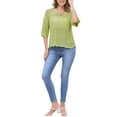 thumbnail image 2 of INSPIRE CHIC Women's Short Sleeve Crew Neck Hollow Out Summer Crochet Tops XL Mustard Green, 2 of 6
